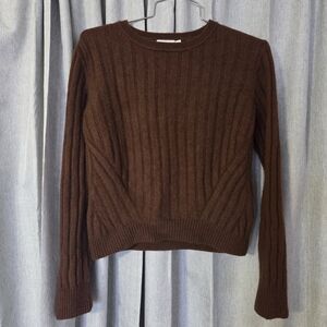 Simple&Opulence‎ Women's Brown Cashmere Wool Blend Sweater Cable Knit SMALL